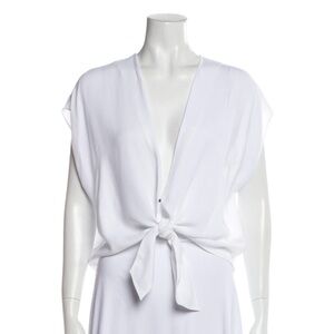 Alice + Olivia Crop Tie Top, white, L